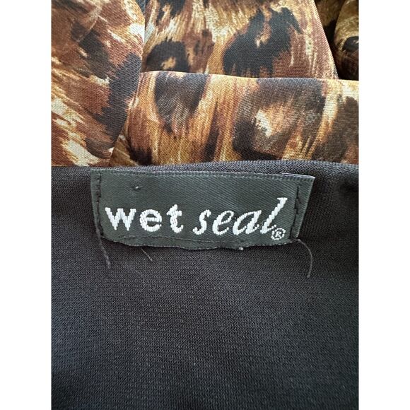 Vintage y2k Wet Seal Asymmetrical Cheetah Print Shawl Top Size Large - Picture 4 of 4